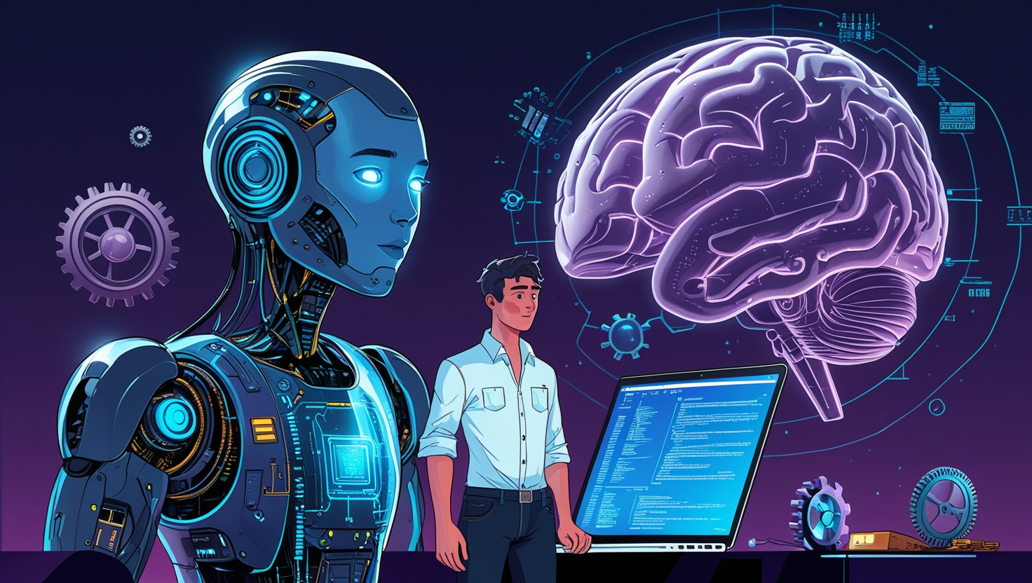 Ilustrasi kecerdasan buatan AI dalam kehidupan modern